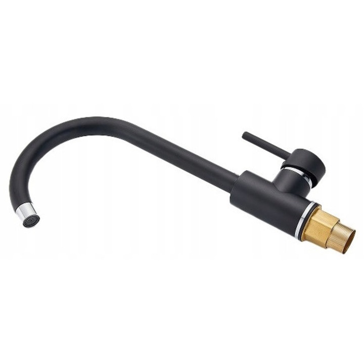 Кухненски смесител Angela, черен дизайн, въртящ се на 360°, височина 34 см