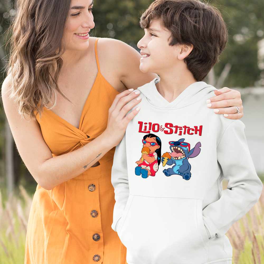 ♡bebe♡　0617 Hanorac Copii Baieti Lilo Stitch Cool Vibes CoolTrend, alb, marime