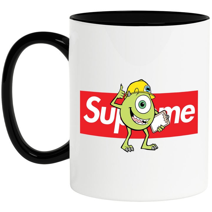 Cana Cu Monsters-Inc_, Cu Textul "png Supreme" - Design 5, Ceramica, 330ML, Cu Maner si Interior Negru