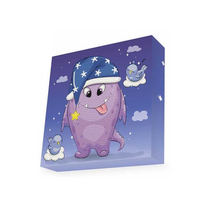Set de artizanat Diamond Dotz, Monster Tale, 22x22cm, pentru incepatori, multicolor