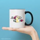 Cana Cu Bambi, Cu Textul "Squid Game" - Design 7, Ceramica, 330ML, Cu Maner si Interior Negru