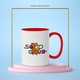 Cana Cu Bambi, Cu Textul "Squid Game" - Design 5, Ceramica, 330ML, Cu Maner si Interior Rosu