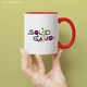 Cana Cu Clopotica, Cu Textul "Squid Game" - Design 2, Ceramica, 330ML, Cu Maner si Interior Rosu