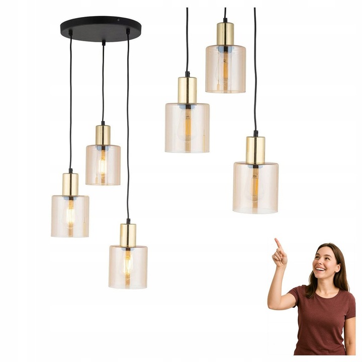 Lampa suspendata SIERRA GOLD 6667 TK Iluminat - Modern, Metal, Sticla