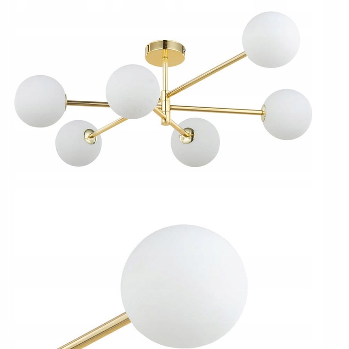 Lampa Plafon SARIUS GOLD 6xE27 TK Lighting - Design Modern, Auriu