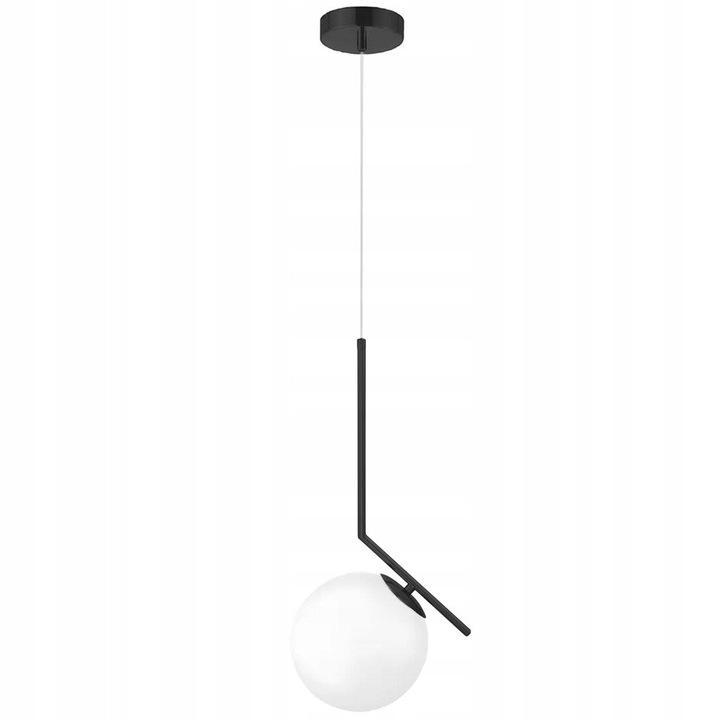 Lampa Suspendata Neagra G107, Abajur Sticla Albicioasa, E27