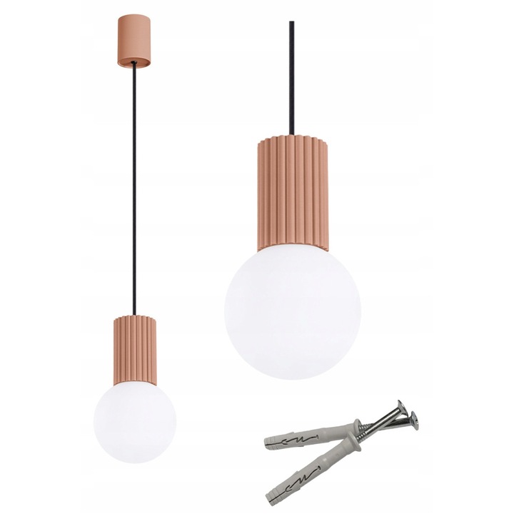 Lampa suspendata HALO 1 Mocca, sfera striata, pentru baie si living