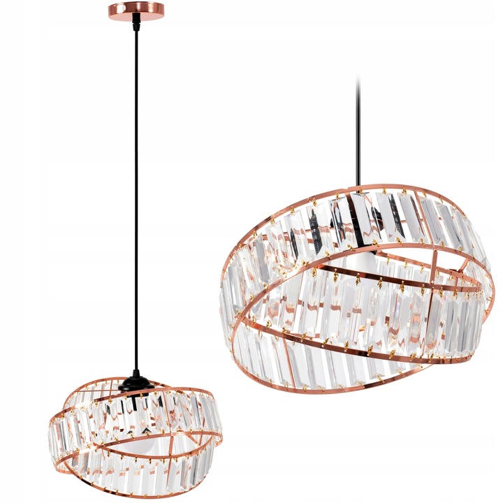 Lampa Suspendata Glamour Cristal Rose Gold E27