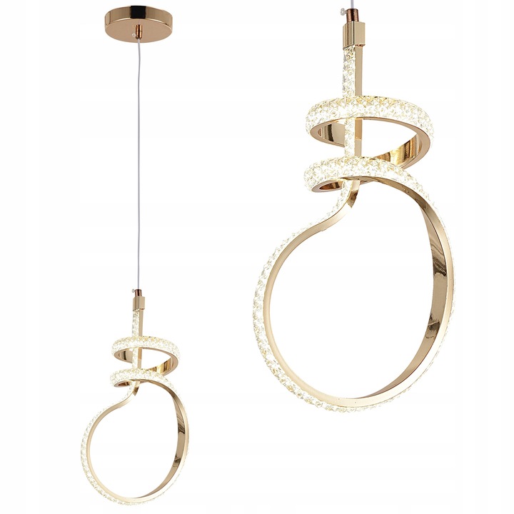 Lampa Suspendata LED Aurie Spirala Cristal Moderna pentru Salon