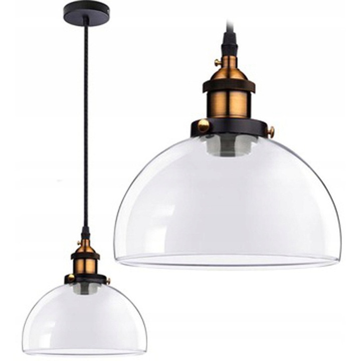 Lampa Suspendata Verto C, Sticla Transparenta, Stil Loft