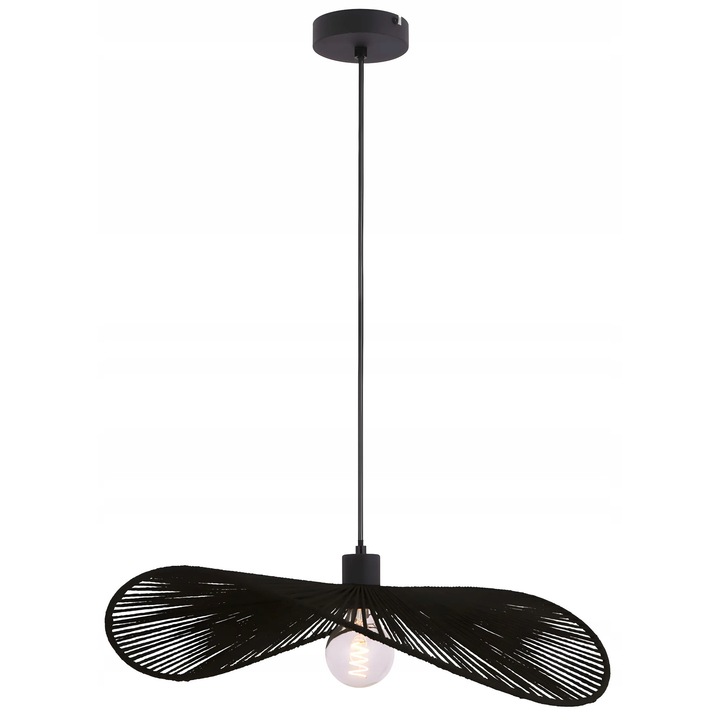 Lampa Plafon Loft Neagra 58cm, Materiale Naturale, E27