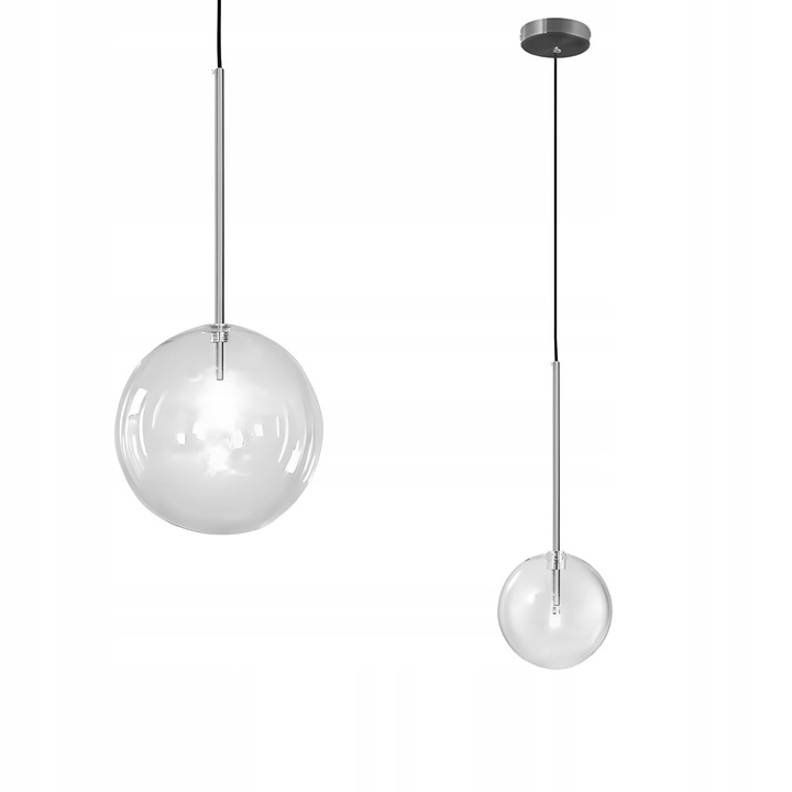 Lampa Suspendata Sfera Sticla 15cm G4 Crom Negru