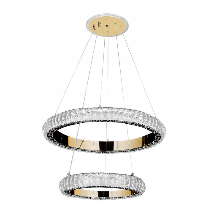 Lampa Suspendata Aurie LED 60cm, 2 Cercuri Cristal Glamour