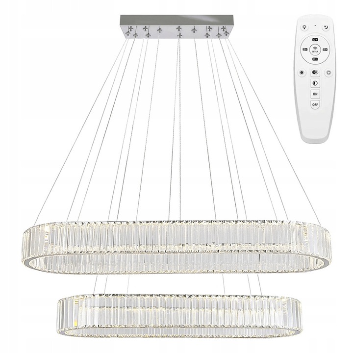 Lampa Suspendata LED Cristal Crom Glamour XXL cu Telecomanda