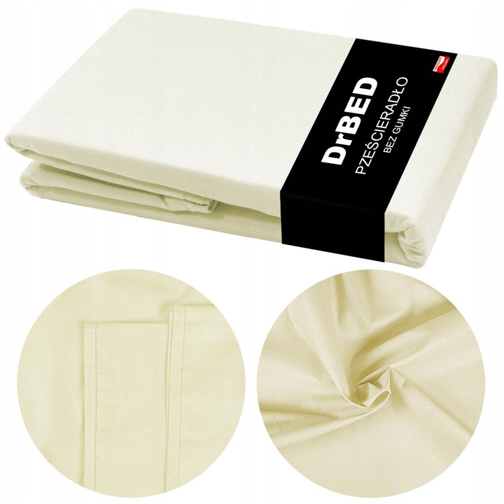 Cearceaf bumbac 220x200 ECRU, fara elastic, produs romanesc