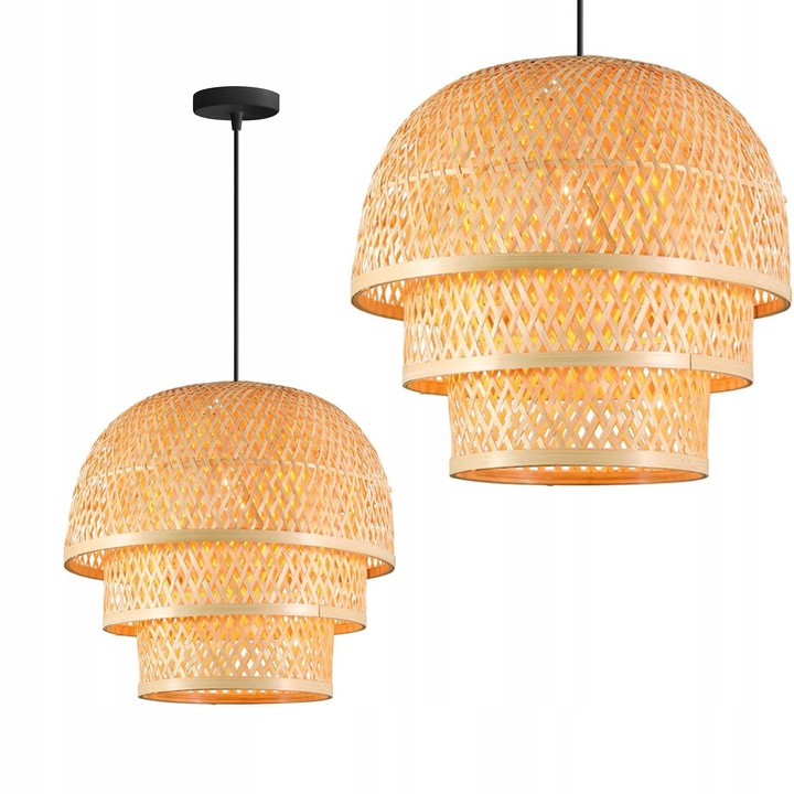 Lampa Suspendata Boho Naturala Maro Bambus Tesut E27