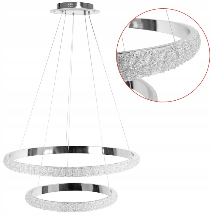 Lampa LED Suspendata Cromata cu Cristale G046 Dubla Glamour