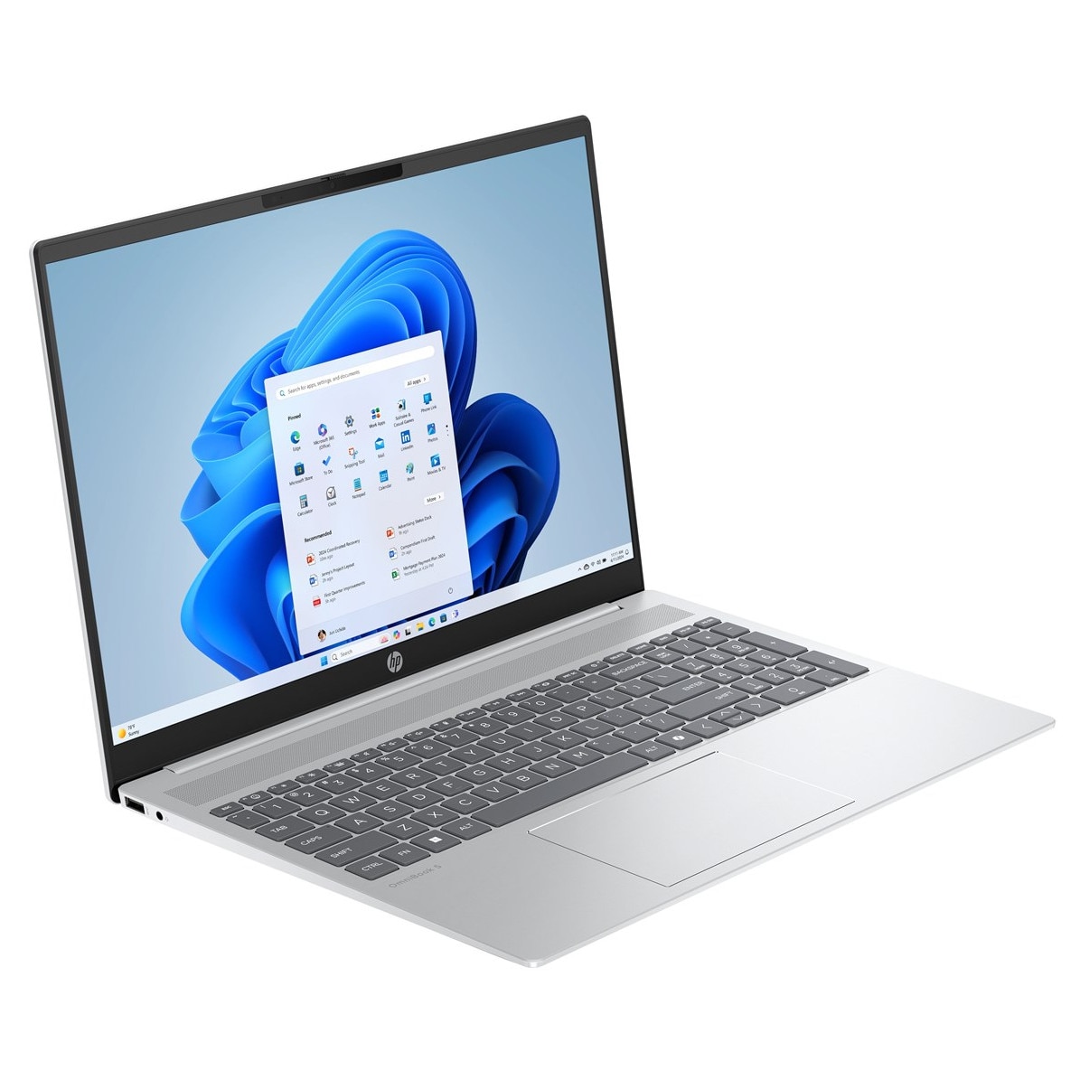 Laptop HP OmniBook 5 16, 16" 2K, Intel® Core™ Ultra 5 225U pana la 4.8 GHz, 16 GB RAM LPDDR5x 7500, 512 GB SSD, Intel Graphics, Windows 11 Home, Glacier Silver 512 GB