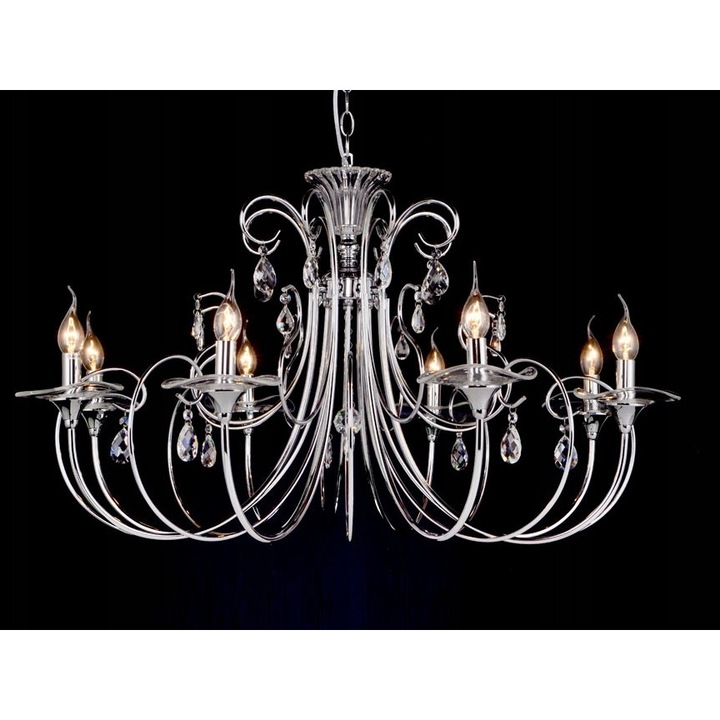 Lampa Plafon Lamia 4880/8, 8 brate, Cristal, Crom