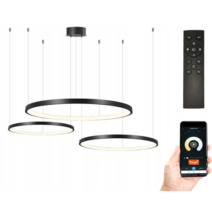 Lampa LED Rotunda Inteligenta SILVA EX IV Tuya Negru