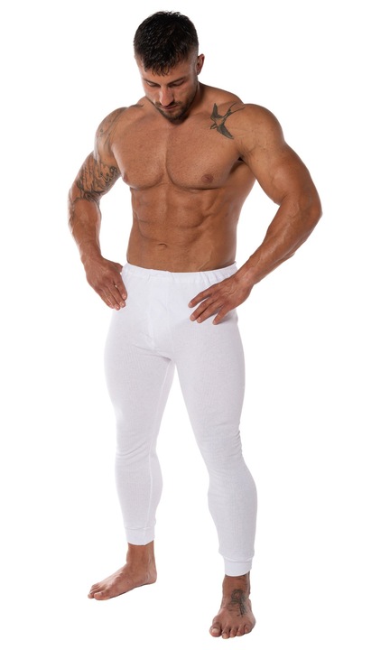 Férfi nadrág, DAREX, 2XL, fehér, pamut, gumis derékkal