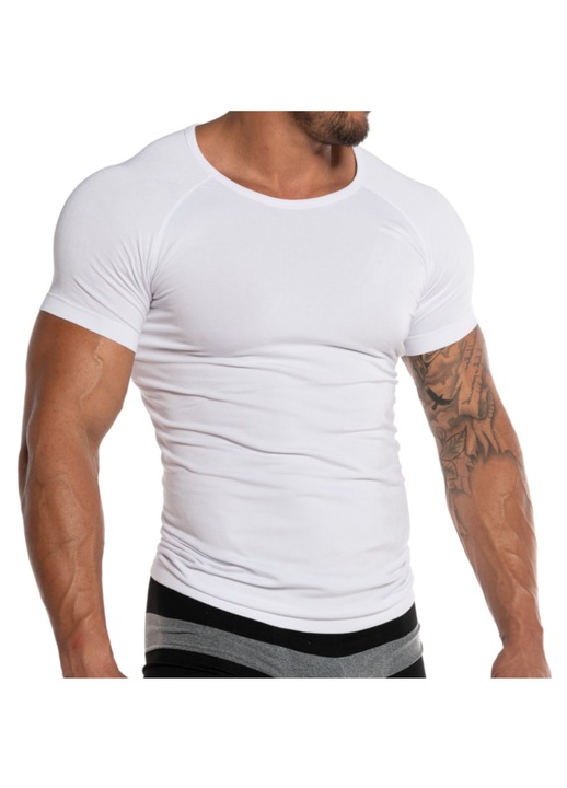Férfi póló, fehér, pamut, XL-2XL INTL
