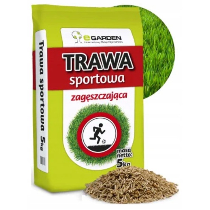 Trawa sportiva Egarden 5kg, rezistenta la calcare, pentru terenuri sportive, 200m2, verde