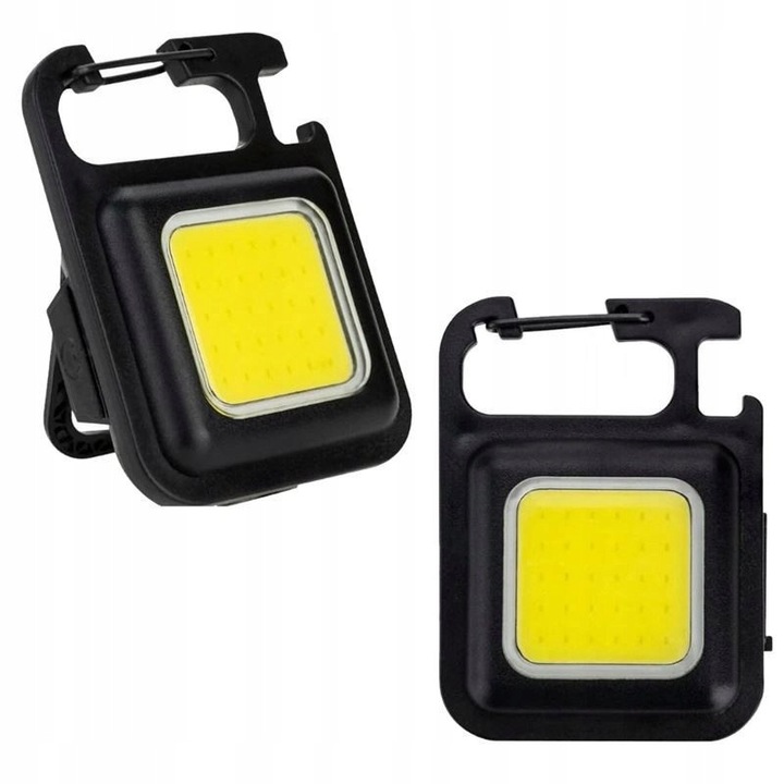 Мини LED фенерче с USB, акумулаторна батерия и отварачка, черно, 61x45x20мм