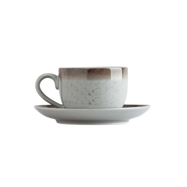 Set 6 cesti cafea cu farfurii suport portelan Ionia Moments 210 ml