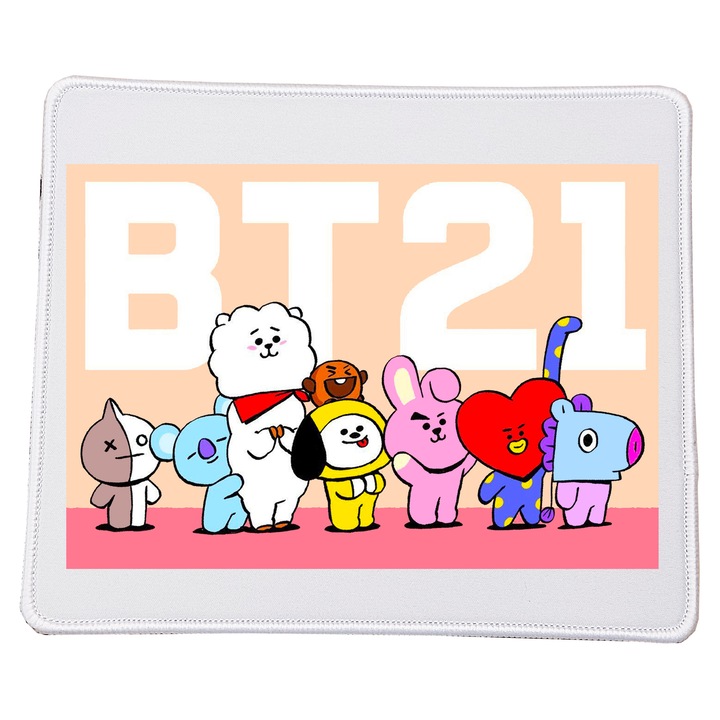 Mousepad BT21 No1 23x20cm material dur, design cu personaje dragute