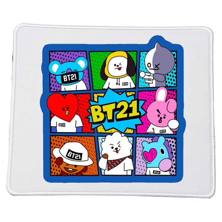 Mousepad BT21 No5 23x20cm material dur, design jucaus, baza antiderapanta