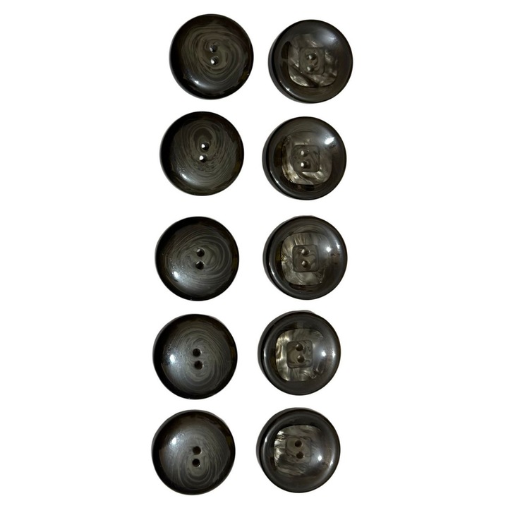 Nasturi rotunzi 2 gauri, 30 mm, culoare kaki inchis – set 10 bucati