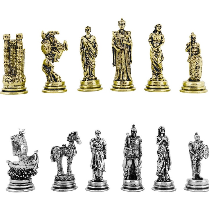 Piese de sah grecesti si troiene, metal, argint/aur