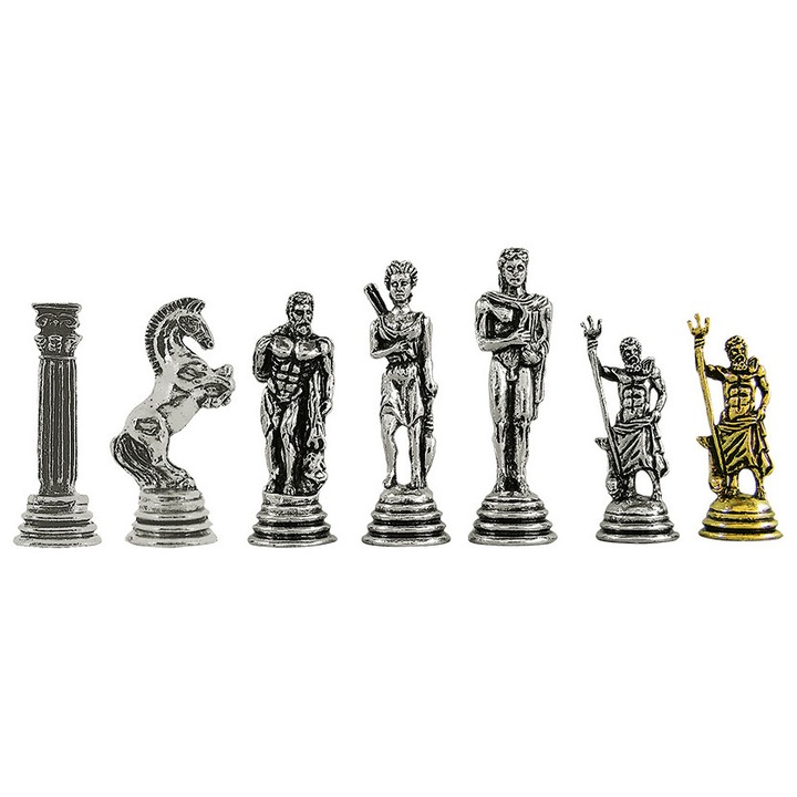 Piese de sah Poseidon, Metal, Argint/Aur