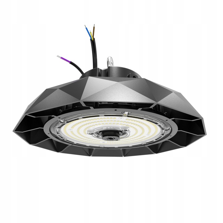 Ipari High Bay UFO lámpa 100W, 20400lm, 4000K, IP65, dimmelhető, fekete, 122x280mm