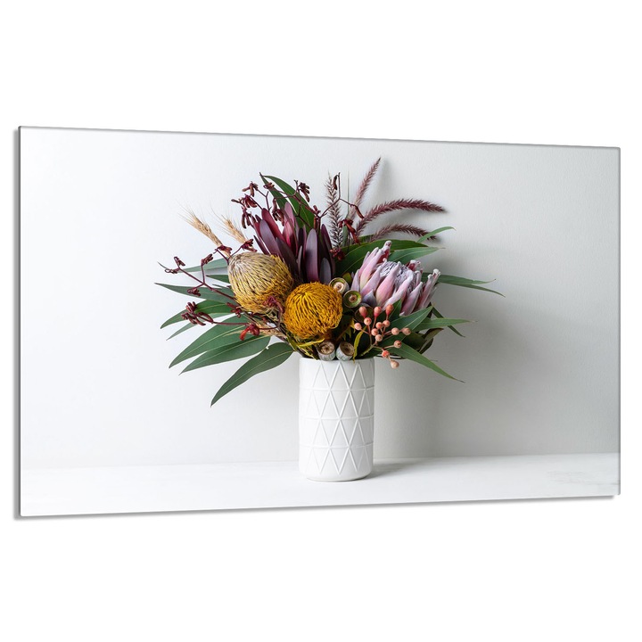 Placa de protectie din sticla pentru aragaz, 80x52 cm, TMK ArtDeko, design flori, multifunctionala