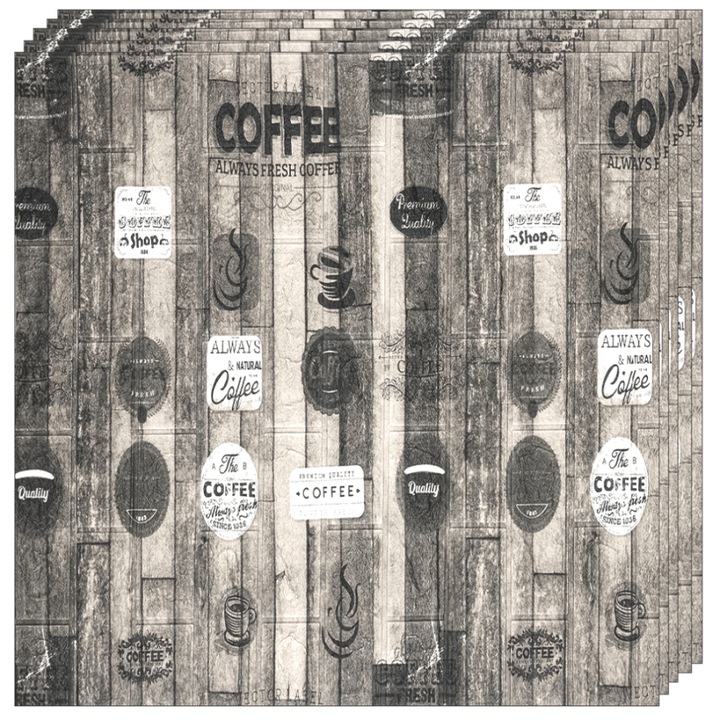 10x Tapéta 3D Teno® szett, kávé modell, 4.9 nm fedőfelület, öntapadós, falra/mennyezetre, vízálló, könnyen szerelhető, modern design, 70x70 cm, barna