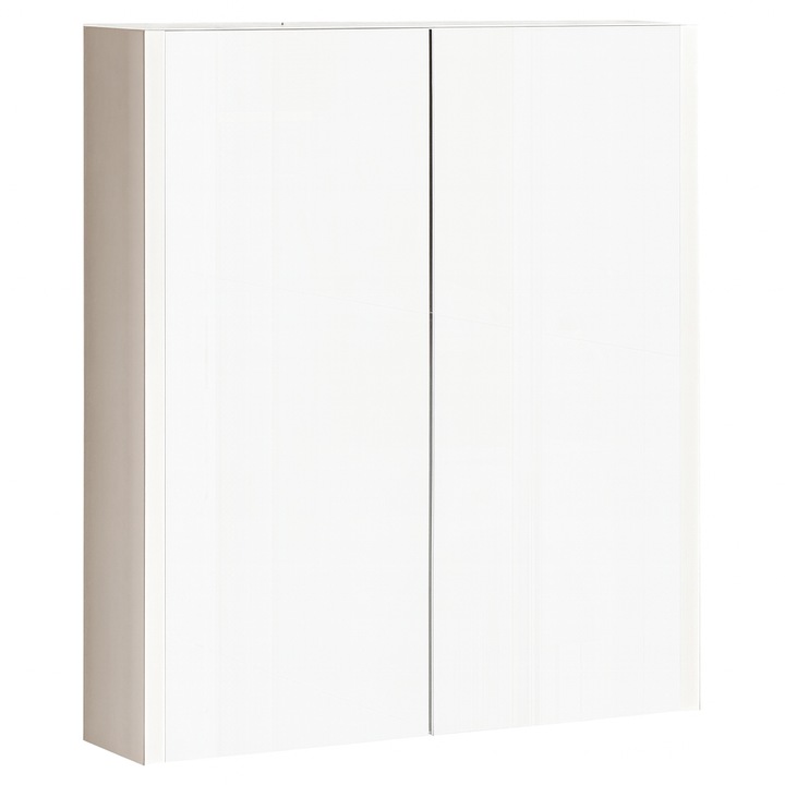 Corp baie suspendat cu oglinda, VENITIVO®, 60 x 68 x 14 cm, 2 usi, raft interior, PAL melaminat, alb + oglinda