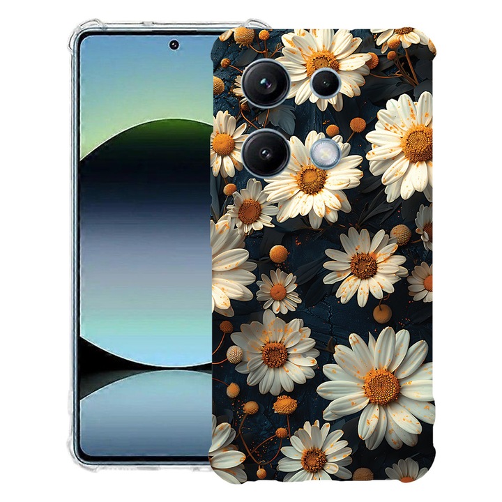 BestCase® Устойчив на удар калъф, съвместим с Xiaomi Redmi 15C 5G (173 мм), с 3D дизайн „Маргаритка“, подсилени 4 ъгъла, 2099964 AS 1440