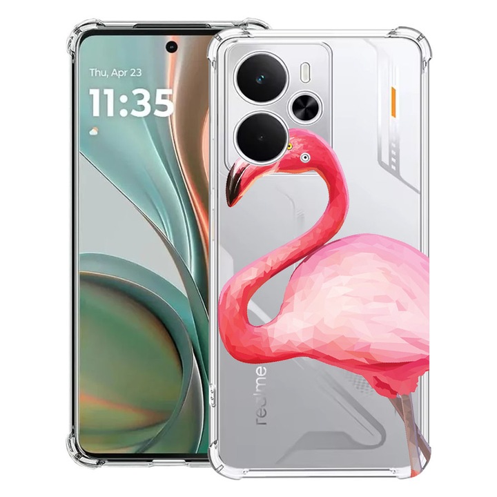 BestCase® Husa Anti Shock Compatibil cu Poco M7 Pro 5G, cu Design Pink Flamingo, Reinforced 4 Corners, 2099994 AS 55