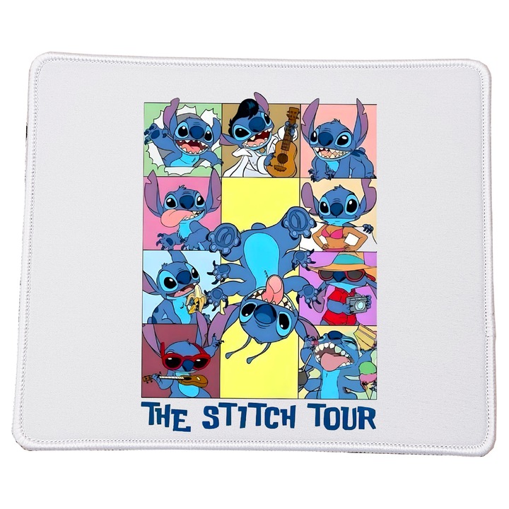Mousepad Lilo & Stitch, 23x20cm, material durabil, baza antiderapanta