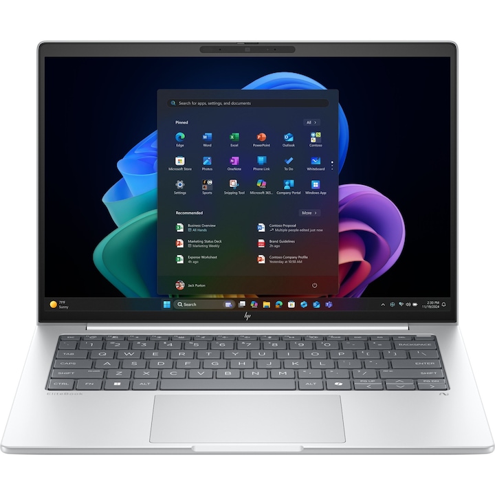 Laptop HP EliteBook 8 G1a, 14" WUXGA, AMD Ryzen™ AI 7 PRO 350 pana la 5 GHz, 32 GB RAM DDR5 5600, 1 TB SSD, AMD Radeon Graphics, Windows 11 Pro, Glacier Silver 1 TB