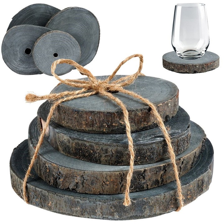 Artemis 4 db-os fatartó készlet kéreggel, szürke, változatos méretek: 12x2cm, 16x2cm, 19x2cm, 21,5x2cm