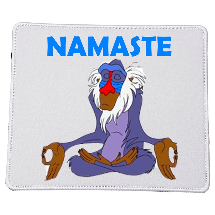 Mousepad Lion King Rafiki "Namaste", 23x20cm, material durabil, baza antiderapanta