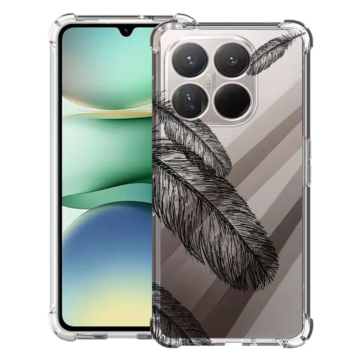 BestCase® Husa Anti Shock 1.5mm Compatibil cu Motorola Moto G86 Power, cu Design Feathers Minimal, Reinforced 4 Corners, 3119591 AS 18