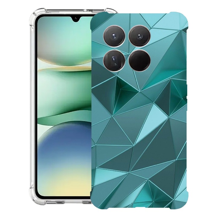BestCase® Ütésálló tok 1.5mm Kompatibilis Motorola Moto G86 Power-rel, Zöld Mozaik Designnal, Megerősített 4 sarok, 3119591 AS 1251