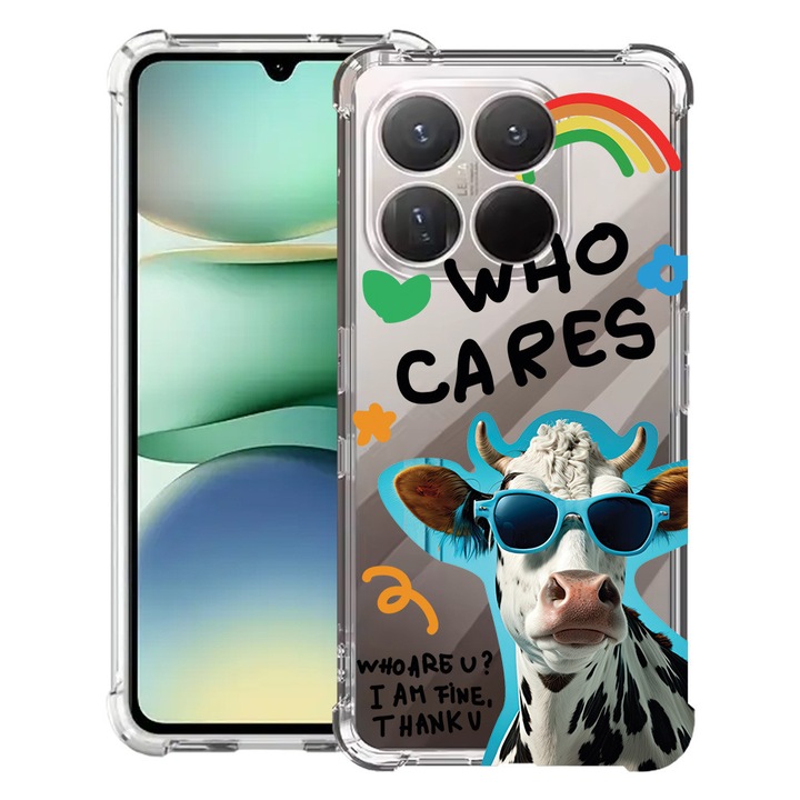 BestCase® Husa Anti Shock 1.5mm Compatibil cu Motorola Moto G86 Power, cu Design Cool Cow - Who Cares?, Reinforced 4 Corners, 3119591 AS 975