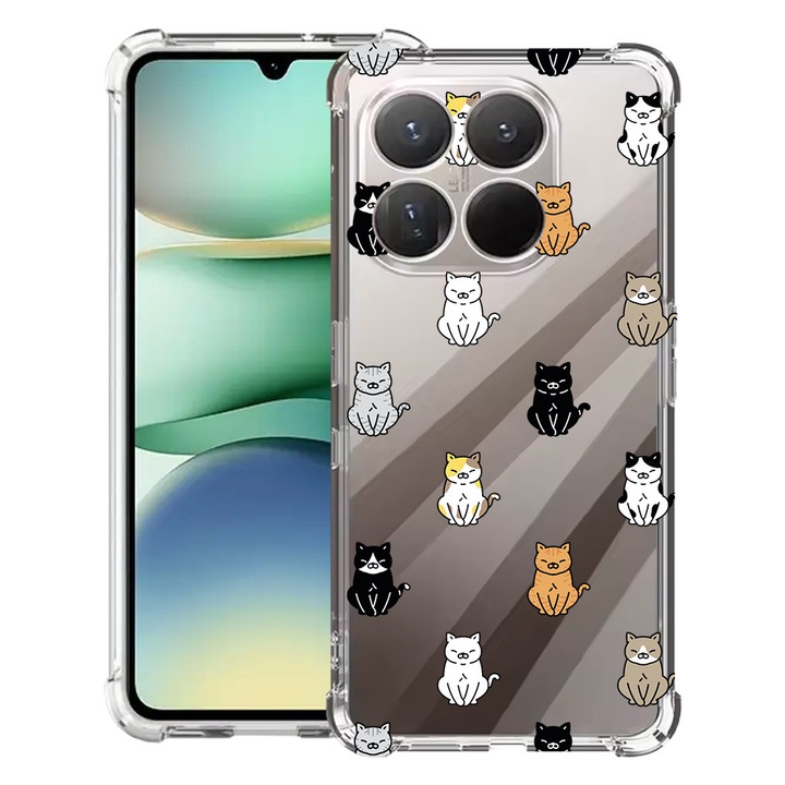 BestCase® Husa Anti Shock 1.5mm Compatibil cu Motorola Moto G86 Power, cu Design Cat Pattern, Reinforced 4 Corners, 3119591 AS 1027