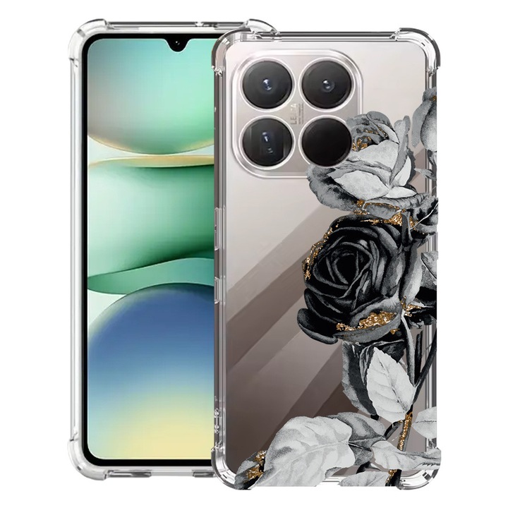 BestCase® Husa Anti Shock 1.5mm Compatibil cu Motorola Moto G86 Power, cu Design Black Rose, Reinforced 4 Corners, 3119591 AS 990