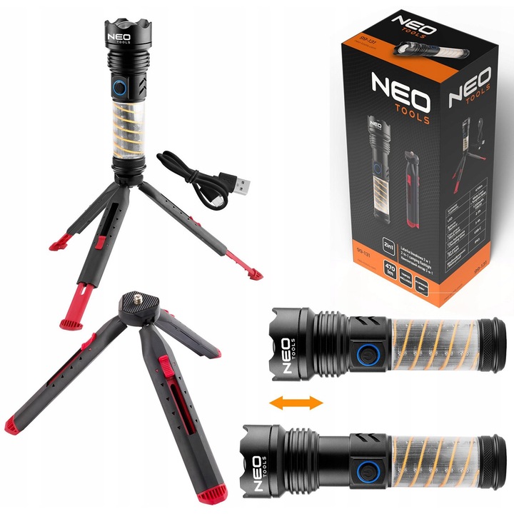 Lanterna Survival 2in1 NEO, 470lm, USB-C, Autonomie 5h